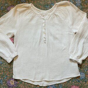 Cream cotton gauze peasant top